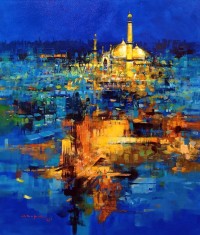 Shan Amrohvi, 30 x 36 inch, Acrylic on Canvas, Cityscape Painting, AC-SA-172